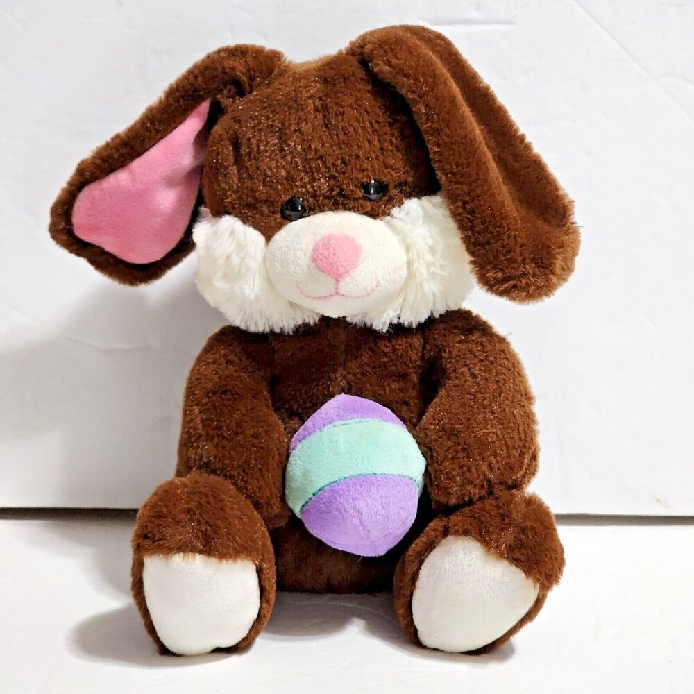 Animal Adventure Brown & White Bunny Rabbit‎ Easter Egg Plush 2016 8"
